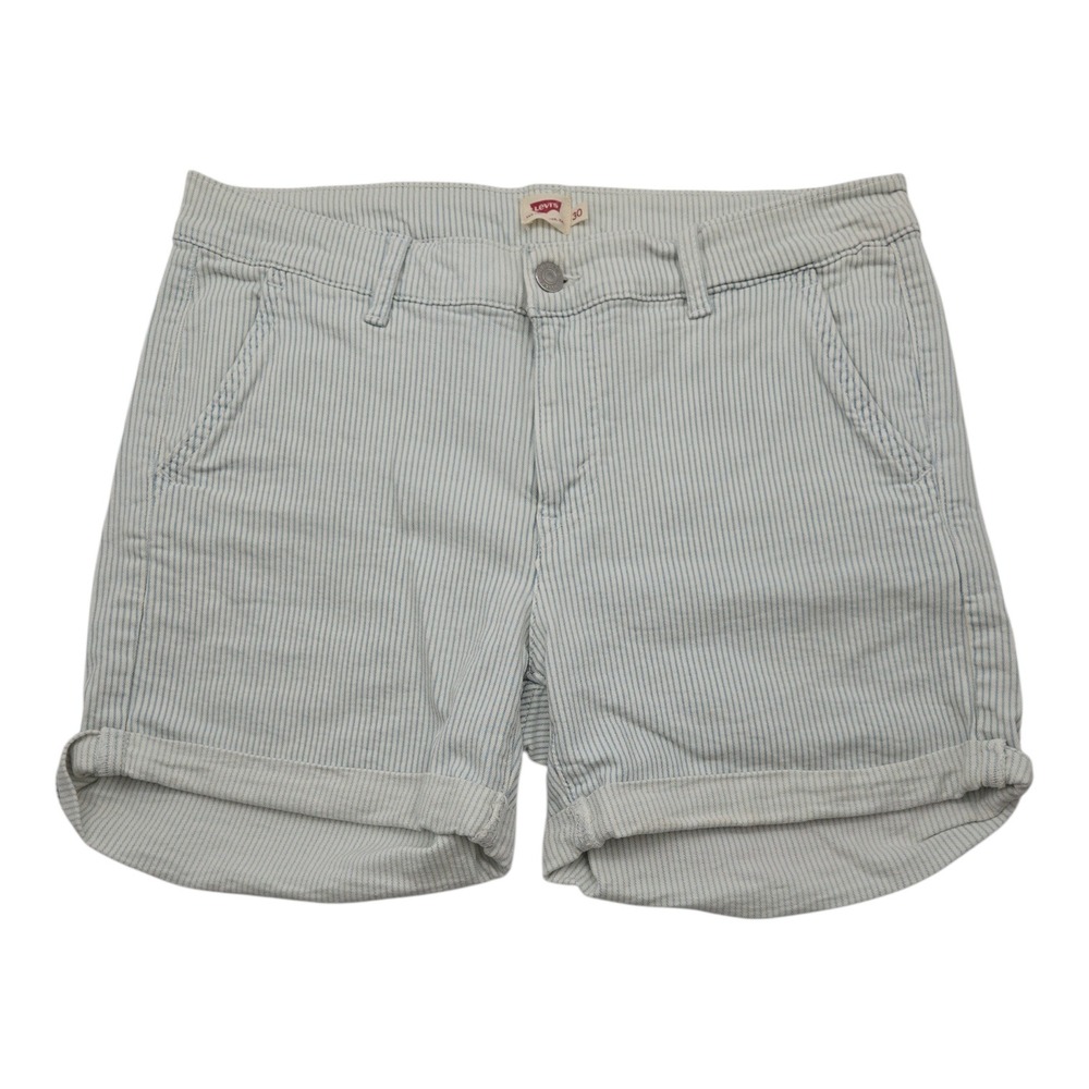 Levi Strauss Co Womens Size 30 Blue Stripe Cuffed Shorts Casual Beach Resort Fun